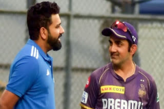 Rohit Sharma and Gautam Gambhir share a light hearted moment.