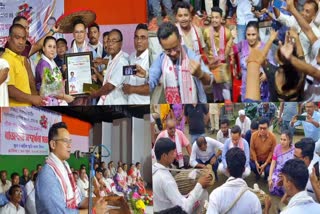 party workers felicitate newly elected mp of jorhat lok sabha Gaurav gogoi in teok