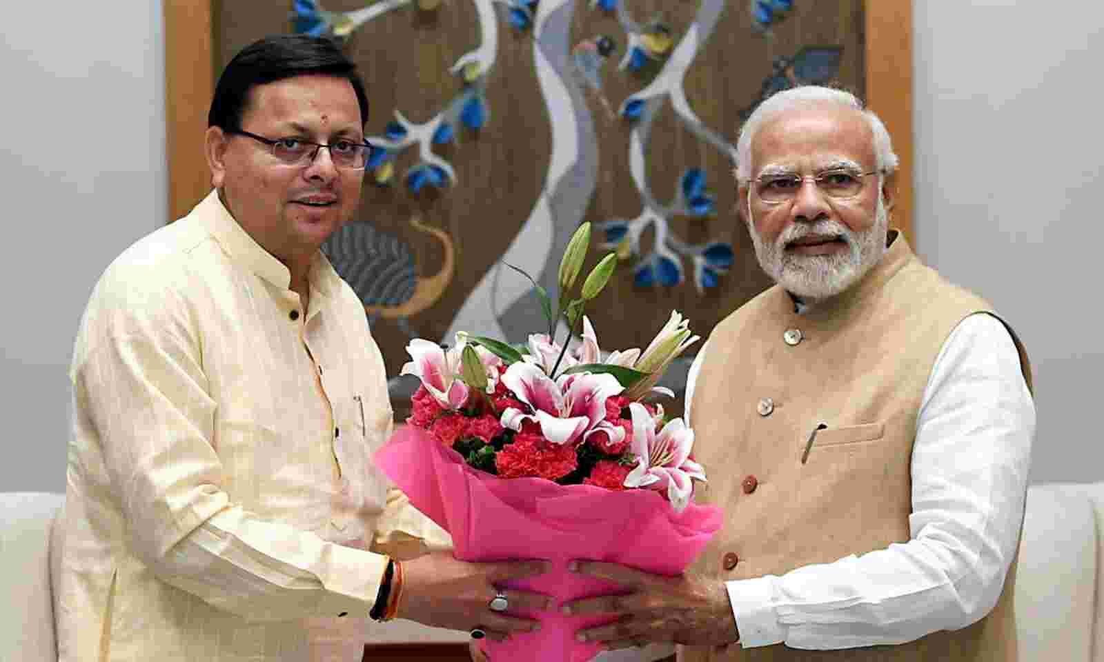 of CM Pushkar Singh Dhami meeting with PM Narendra Modi