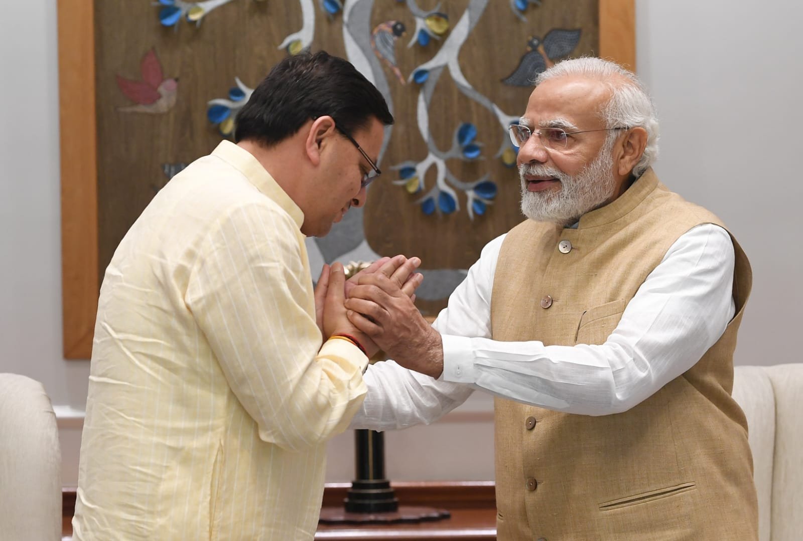 of CM Pushkar Singh Dhami meeting with PM Narendra Modi