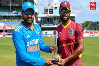 Indian captain Rohit Sharma  and West Indies captain Shai Hope