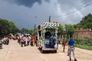 Funeral procession in Samthar town