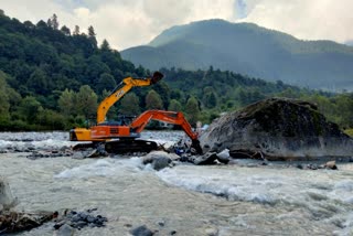 PRTC bus pulled out from Beas River in Kullu.