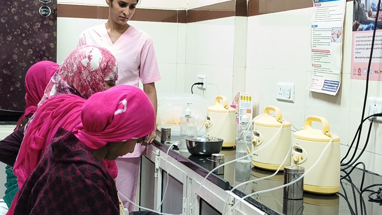 Mother donating own milk to mother milk bank