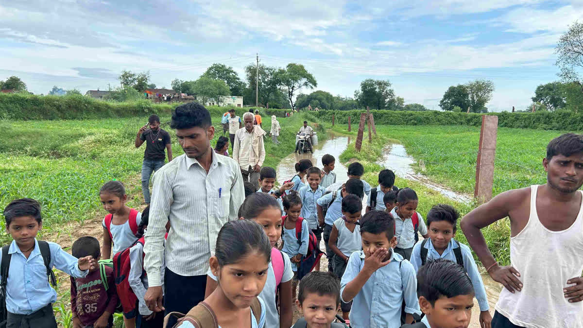 School in Dholpur filled with water