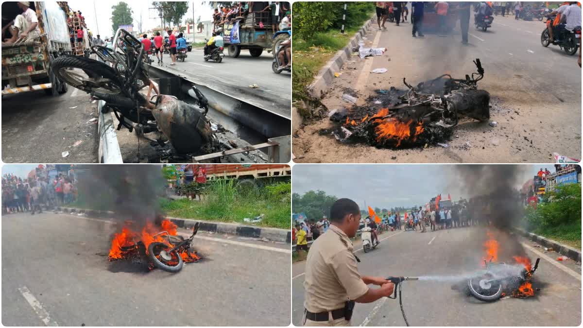 Bikes of Kanwariyas caught fire