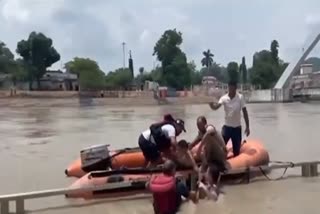 Rescuers in action amid flood like situation in Haridwar, Uttarakhand