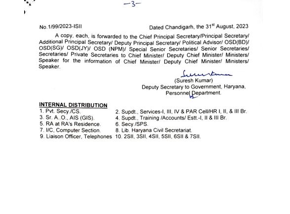 Haryana Officer Transfer News