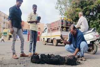 Auto driver Hajibhai repairing roads in Kutch