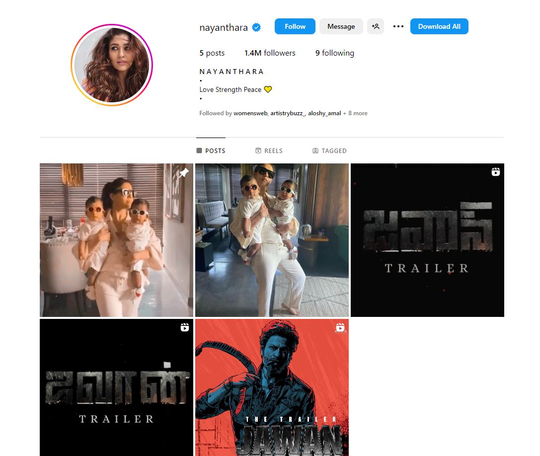 Nayanthara 1 million followers on Instagram  Nayanthara Instagram debut  Nayanthara followers on insatgram  Nayanthara latest news  Nayanthara joins instagram  Nayanthara gains 1 million followers  പത്ത് മണിക്കൂറിനുള്ളില്‍ ഒരു ദശലക്ഷം ഫോളോവേഴ്‌സ്  അത് പെട്ടെന്നായിരുന്നു എന്ന് വിഘ്‌നേഷ്  Nayanthara  Nayanthara Instagram debut is making waves  നയന്‍താര  Jawan  Jawan trailer launch