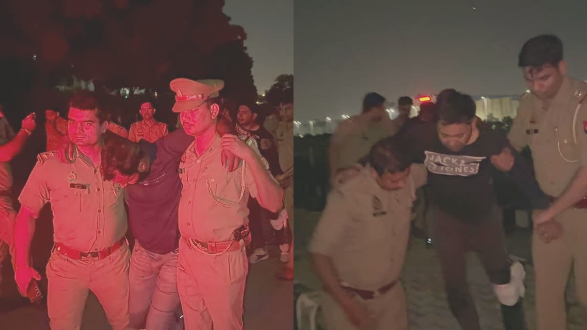 नोएडा में छिनैती करने वाले बाइक सवार बदमाशों से पुलिस की मुठभेड़