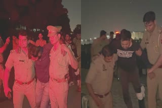 नोएडा में छिनैती करने वाले बाइक सवार बदमाशों से पुलिस की मुठभेड़