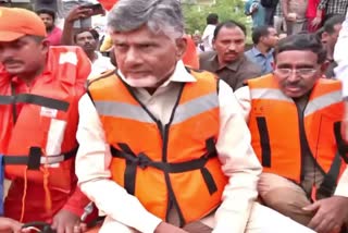 Chandrababu Inspected With Flood Areas