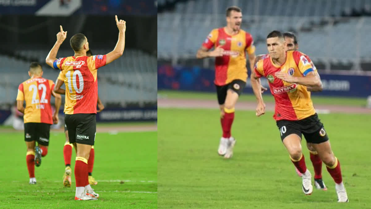 ISL 2023 24  Indian Super League  East Bengal FC vs Hyderabad FC  Cleiton Silva Goals Against Hyderabad FC  Hitesh Sharma Goal Against East Bengal FC  ഐഎസ്എല്‍  ഈസ്റ്റ് ബംഗാള്‍ ഹൈദരാബാദ് എഫ്‌സി  ഐഎസ്എല്‍ പത്താം പതിപ്പില്‍ ഈസ്റ്റ് ബംഗാളിന്‍റെ ജയം  ക്ലെയ്‌റ്റന്‍ സില്‍വ  ഹൈദരാബാദ് എഫ്‌സി