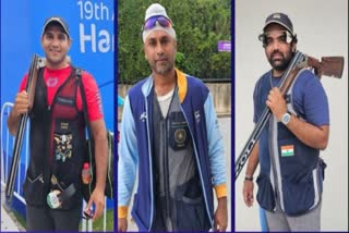 Asian Games 2023  India win Gold in Trap men team event  Zoravar Singh Sandhu  Prithviraj Tondaiman  കിയാനന്‍ ചെനായ്  സൊരാവര്‍ സിങ്  പൃഥ്വിരാജ് ടൊണ്‍ഡയ്‌മാന്‍  Manisha Keer  മനീഷ കീര്‍