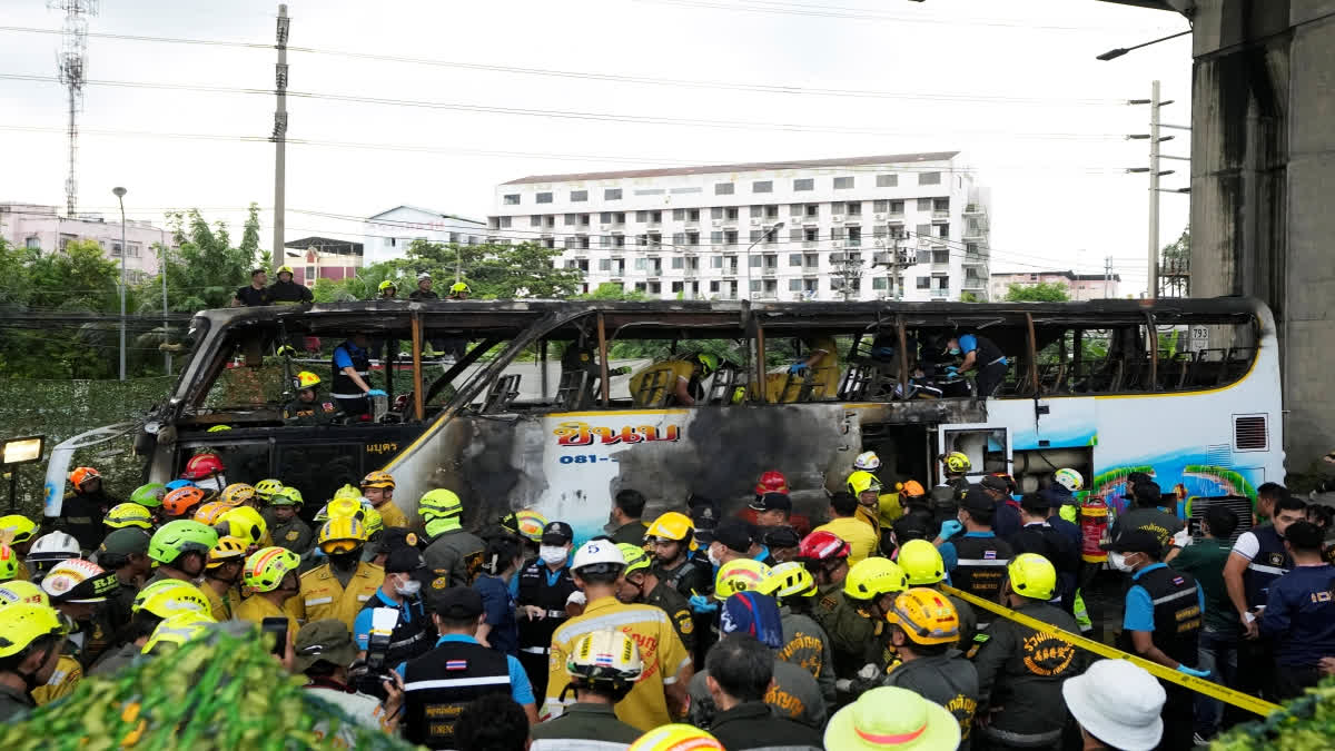 School Bus Catches Fire Outside Bangkok, More Than 20 Are Feared Dead, Officials Say