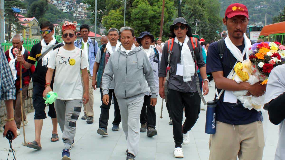 Sonam Wangchuk during his foot march from Leh to Delhi