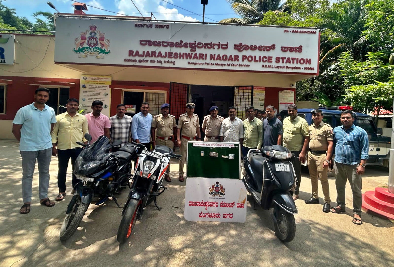 Bike and items seized from the accused