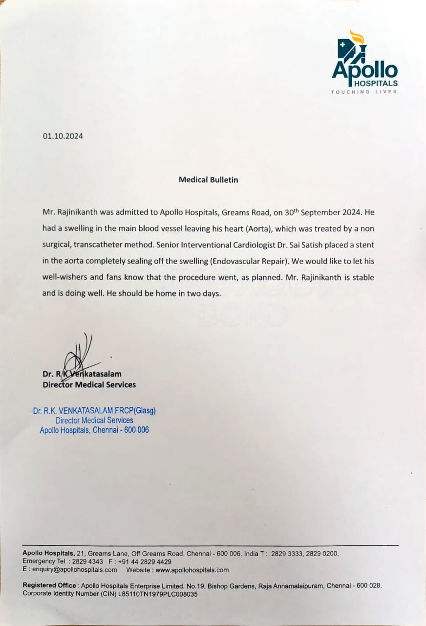 Superstar Rajinikanth Health Update