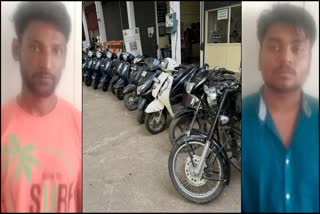 Two arrested accused and stolen Bikes