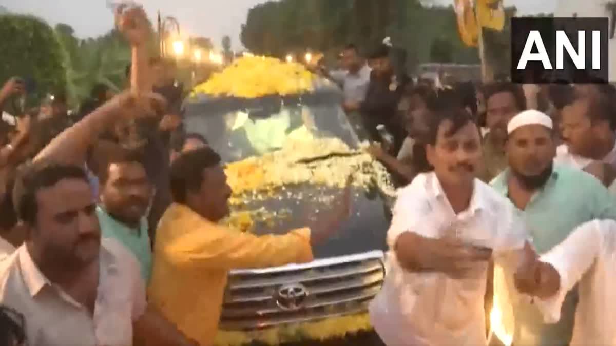 Chandrababu Naidu received grand reception after release