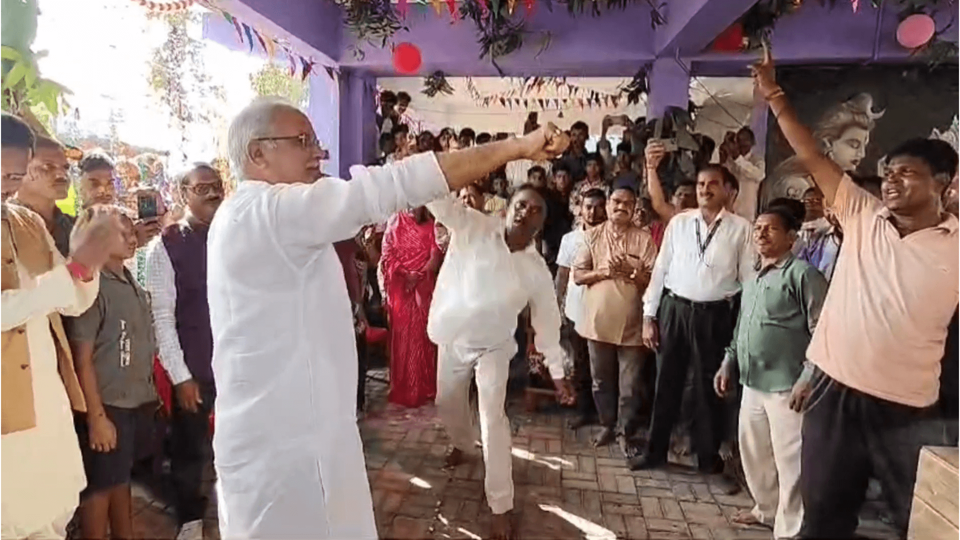 Ex-CM Bhupesh Baghel Gets Whipped On Arm As Part Of Gaura-Gauri Puja Rituals In Durg