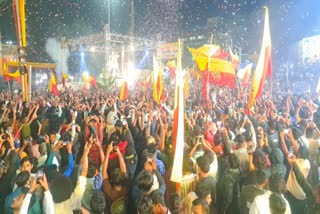 Rajyotsava celebrations by Kannadigas in Belagavi at midnight