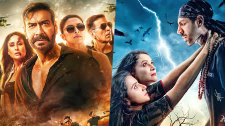 Singham Again Vs Bhool Bhulaiyaa 3 Box Office Day 1: Ajay Devgn's Cop Drama Roars On Diwali, Outpaces Kartik Aaryan Starrer