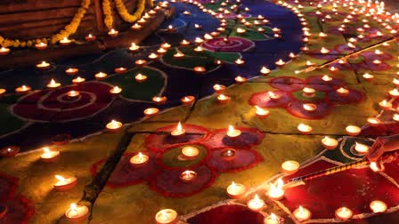 People light lamps at Deep Utsav Fair (2024) ahead of the Diwali Festival at Gauhar Mahal, in Bhopal, Madhya Pradesh