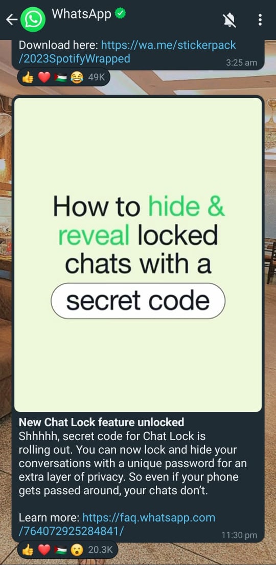 WhatsApp Secret code Feature