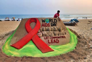 Sand artist creat Sand art on World aids day