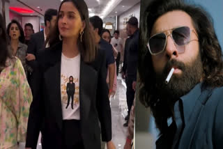 Watch: Alia Bhatt attends Animal screening in customised t-shirt with Ranbir Kapoor's face on it