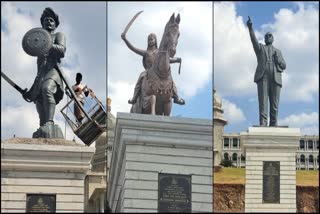 Beautification work of Channamma, Rayanna, Ambedkar statues in Suvarna vidhanasoudha in Belgaum