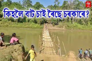 people make bamboo bridge for communication in golaghat