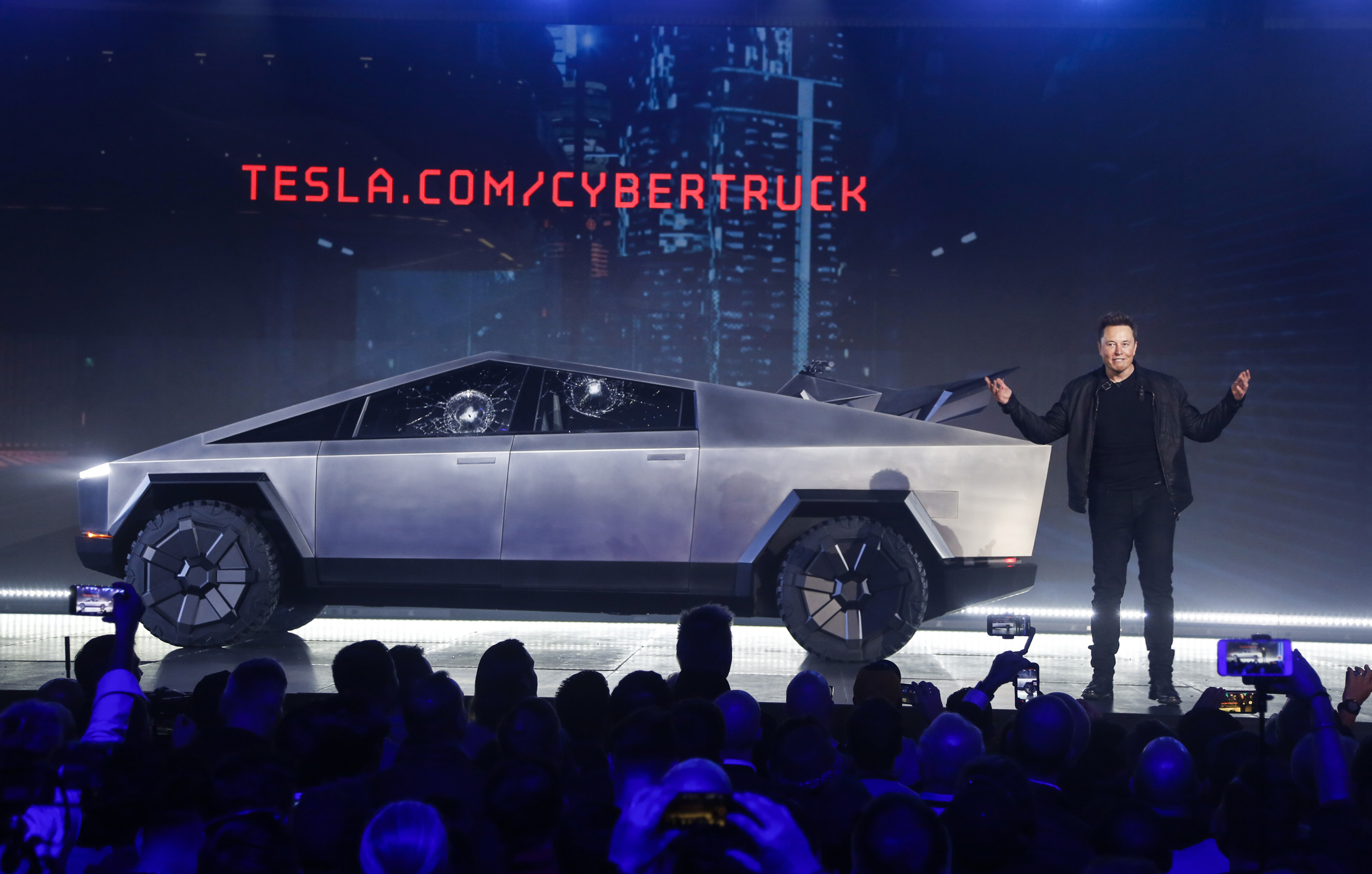 The windows were broken during a demonstration intended to show the strength of the glass. Musk is expected to give an update on manufacturing problems with the long-awaited Cybertruck at an event Thursday marking the first deliveries of the futuristic, angular pickup truck.