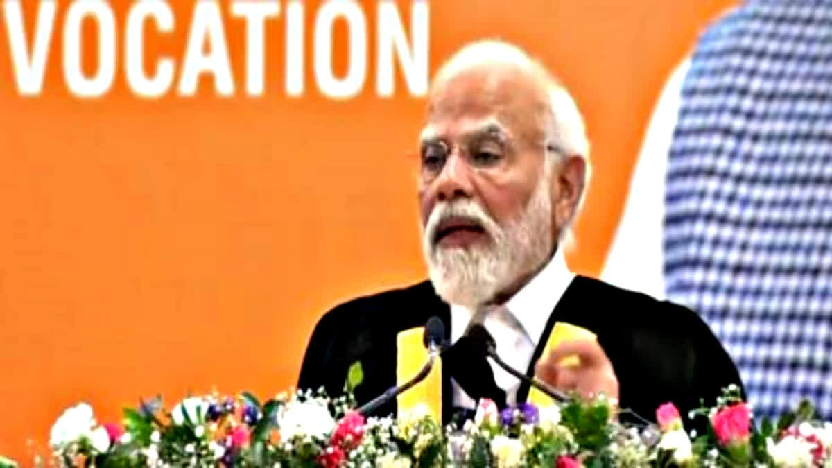 Addressing the convocation ceremony, PM Modi said that the true pupose of education is giving