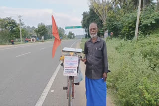 வந்தவாசியில் இருந்து சபரிமலைக்கு சைக்கிளில் பயணம் செய்யும் 67 வயது ஐயப்ப பக்தர்