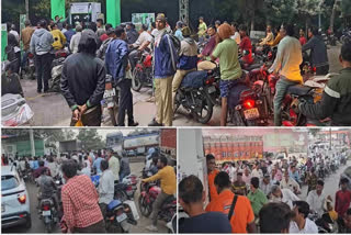 Petrol pumps in Mumbai and Nagpur witnessed long queues on Tuesday as people came to fill up their vehicle tanks fearing shortage of fuel amid the protest by truck drivers.