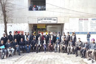 Lawyers protested against the Punjab government in Sri Fatehgarh Sahib