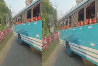 LATEST MALAYALAM NEWS  BUSES BLOCK AMBULANCE IN KERALA  AMBULANCE BLOCKED IN THRISSUR  ആംബുലൻസ് തടഞ്ഞ് സ്വകാര്യ ബസുകൾ