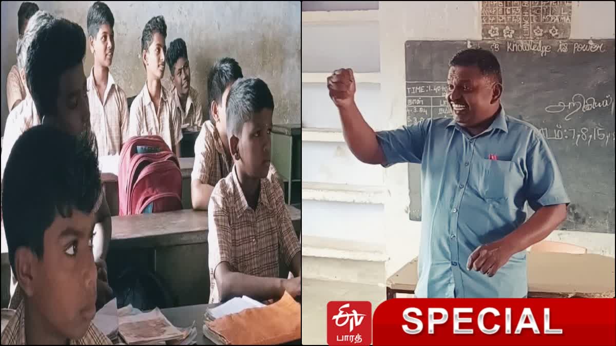 Sundarapandiapuram govt school science teacher Murugan who teaches science through songs in tenkasi