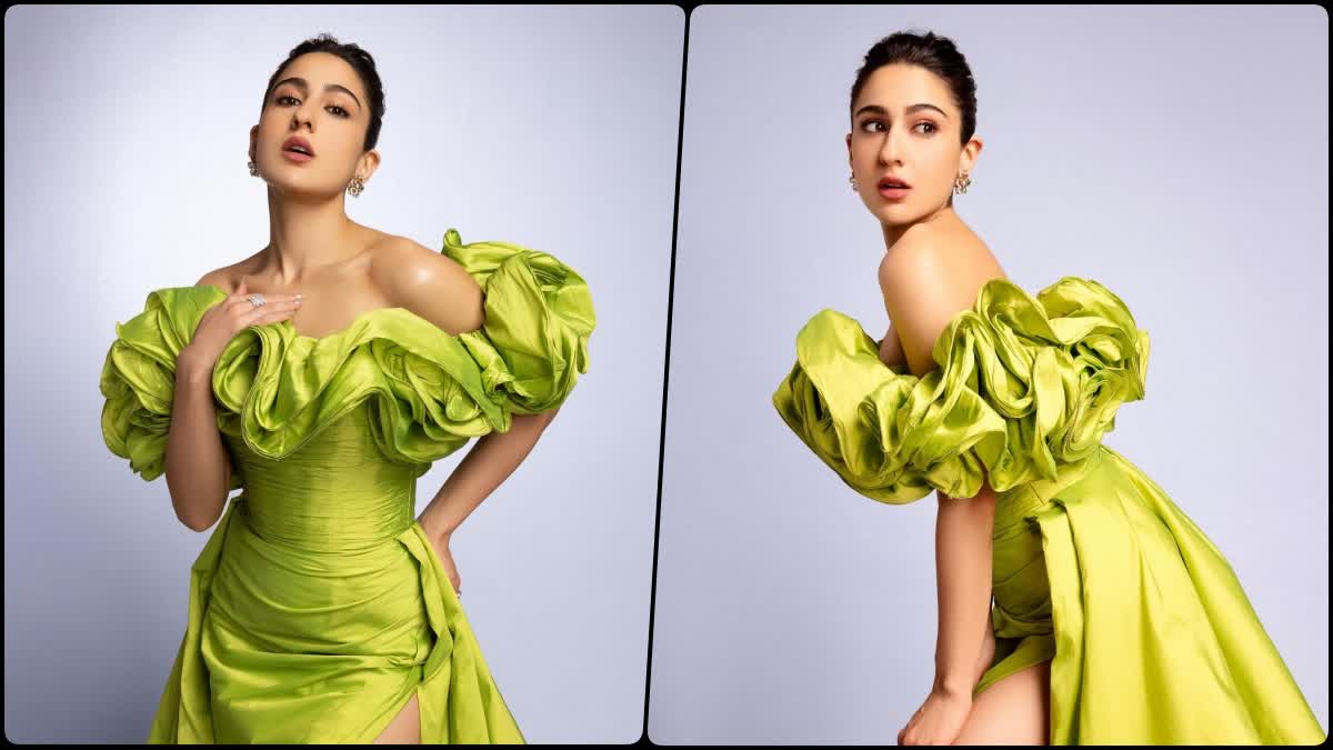 Sara Ali Khan In Neon Gown
