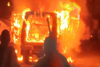 Bolero jeep turned into fireball