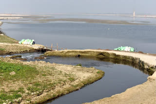 View of a drain flowing directly into river Ganga in Allahabad on Dec 27, 2017. The untreated/ partially treated sewage from municipalities and effluent from industries have been identified by Central Pollution Control Board (CPCB) as the main sources of water pollution in river Ganga. (Photo: IANS)