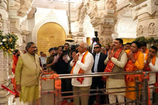 Gujarat Chief Minister Bhupendra Patel, his cabinet colleagues, and legislative assembly Speaker Shankar Chaudhary offered prayers at the newly-built Ram temple in Ayodhya on Saturday.