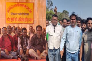 Coal lifters protest against after congress workers locked Kanta Ghar at Sirka Colliery in Ramgarh