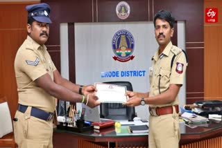 பவானிசாகர் காவலர் அரிஷ்குமாருக்கு பாராட்டு தெரிவித்துள்ள மாவட்ட காவல் கண்காணிப்பாளர் ஜவஹர்