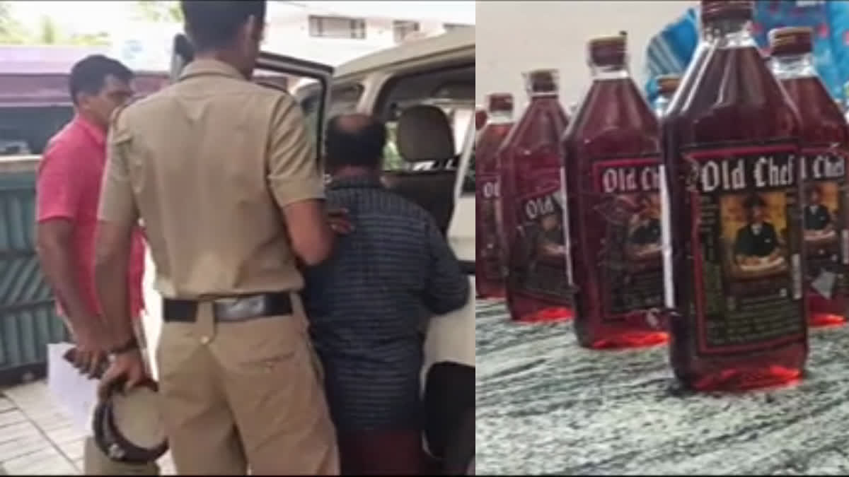 LIQUOR SEIZED FROM THRISSUR  LIQUOR ARREST  ദേശമംഗലത്ത് 32 ലിറ്റർ മദ്യം  ഇന്ത്യൻ നിർമ്മിത വിദേശ മദ്യം പിടി