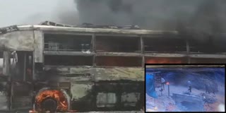 fire in Bus in Raipur