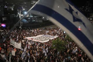 ANTI GOVERNMENT PROTEST IN TEL AVIV  BENJAMIN NETANYAHU  ISRAEL HAMAS WAR  നെതന്യാഹുവിനെതിരെ പ്രതിഷേധറാലി